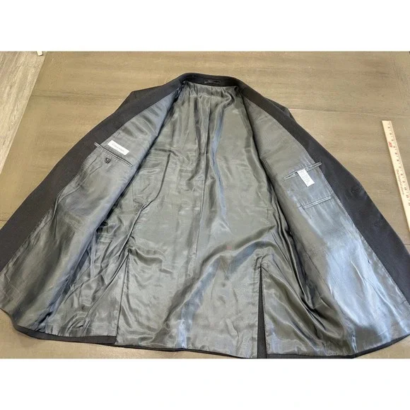 Calvin Klein Mens Charcoal Gray 100% Wool 2 Button Blazer Suit Jacket 48L - Picture 12 of 16